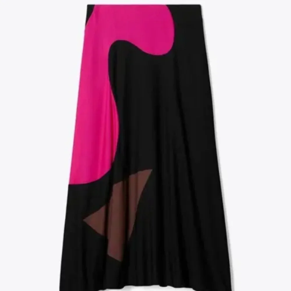 Tory Burch  Colorblock Knit Midi Skirt in Black XS $ 998
